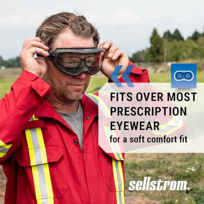 Sellstrom Odyssey II Wildland Fire Safety Goggles - Anti-Fog, Anti-Scratch Eye Protection Goggles for Men & Women - FR Strap, fits over Glasses, ANSI Z87.1 - style: Clear Lens