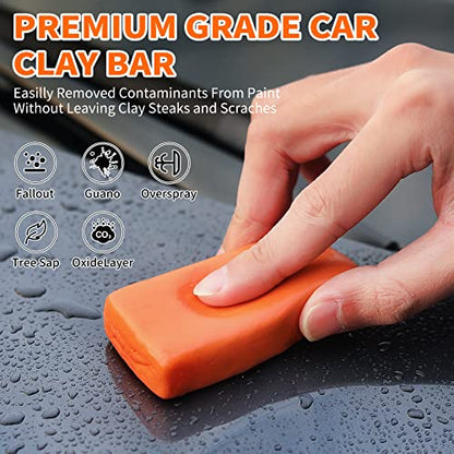 10 Pack Car Clay Bar Kit, Premium Grade Clay Bars Auto Detailing, Clay Luber Synthetic Lubricant, Car Wash Detailing Cleaning Kit for Car, SUV, RV, Truck - color: Orange