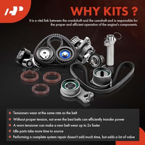 A-Premium Timing Belt Kit with Water Pump Compatible with 03-18 Honda Accord Crosstour Pilot Odyssey Ridgeline Acura MDX RDX RL TL TSX ZDX Saturn Vue 3.0L 3.2L 3.5L 3.7L V6 19200RDVJ01 TKH002 TCKWP329