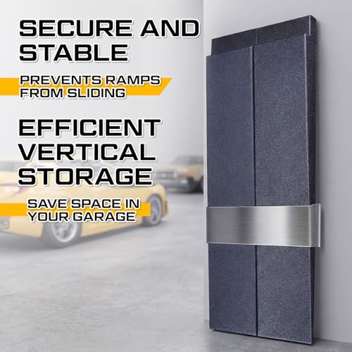 Wesiti Trailer Ramp Organizer Rack,Fits 5" Height Ramps with 4.3° Approach Angle,Lightweight Aluminum Vertical Storage Mount,Wall Mounted Holder for Race and Utility Trailers