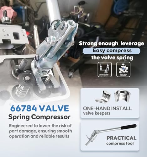 66784 Valve Spring Compressor Tool For 3/8 Inch and 7/16 Inch Rocker Studs, Quick Valve Spring Removal Tool