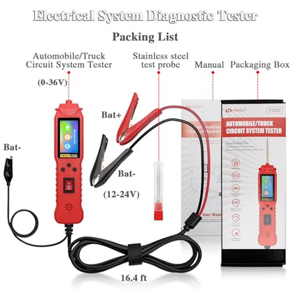 Automotive Circuit Tester, Power Circuit Probe Short Finder with Multimeter & Oscilloscope, 0-36V DC/AC Voltage, PWM Drive, Component Activation, Tester Electric 16.4FT Cable for Car Truck RV