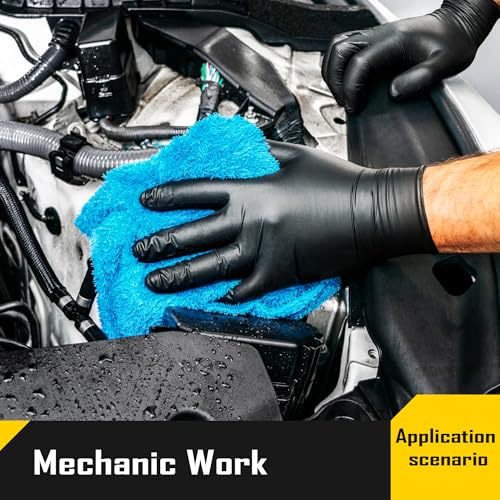 COOLJOB 5 Mil Black Disposable Nitrile Gloves for Men, Heavy-Duty for Household Cleaning, Cooking, Working, Powder Free, S-XL - size: XL (Pack of 1000)