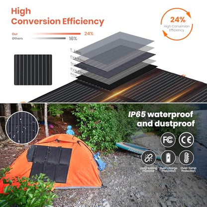 [Upgraded] FlexSolar 60W Portable Solar Panels Chargers IP65 Waterproof | with PD3.0 USB-C, QC3.0 USB-A & DC; Power Emergency Camping for Small Power Station Generator,Phones, Power Banks, Tablets - color: 60W