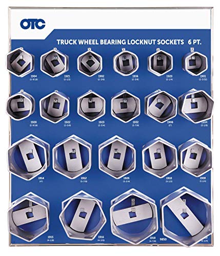 OTC 9850 21 pc. 6-Point Truck Wheel Bearing Locknut Socket Set w/Tool Board