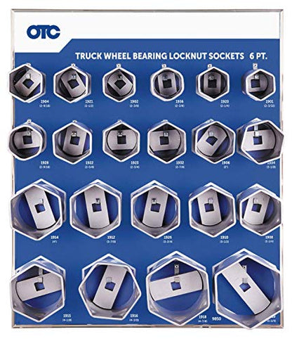 OTC 9850 21 pc. 6-Point Truck Wheel Bearing Locknut Socket Set w/Tool Board