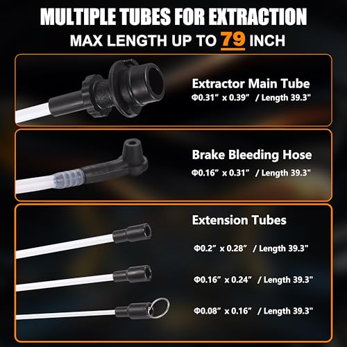 FOUR UNCLES Oil Extractor - Vacumm Fluid Extractor with Pump Tank Remover & Tubes for Oil Change and a Hose for Brake Bleeding - size: 6.5L Manual