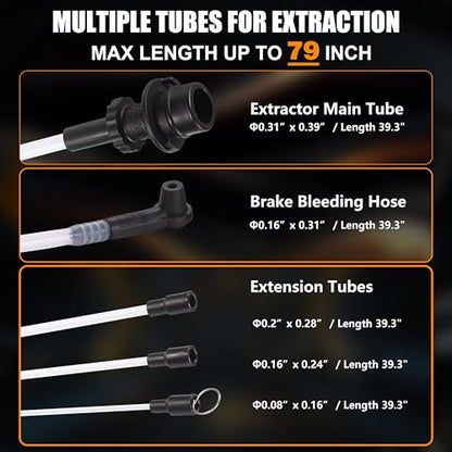 FOUR UNCLES Oil Extractor - Vacumm Fluid Extractor with Pump Tank Remover & Tubes for Oil Change and a Hose for Brake Bleeding - size: 6.5L Manual