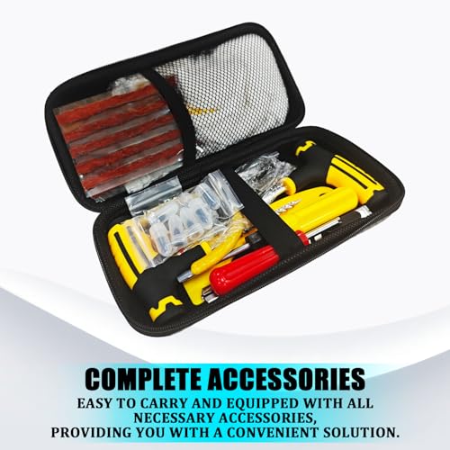 45PCS Tire Plug Kit Car Emergency Flat Tire Repair Tool Set Drill Rubber Repair Screws Tires Plug Tubeless Puncture Fix Kits Professional Tools for Cars Motorcycles ATV UTV Trucks Roadside Kit - size: 45PCS