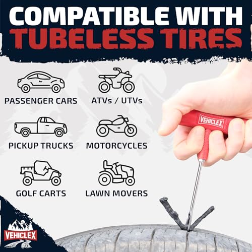 Vehiclex Flat Tire Repair Plugs - 30pcs Heavy Duty Plug and Patch Kit for Emergency Repairs, Black - color: Black