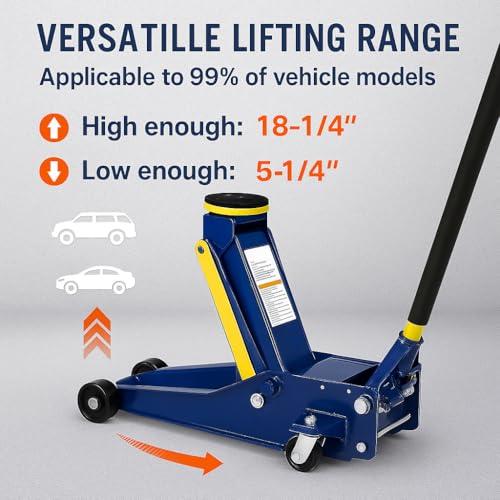 A A IN 3 Ton Heavy-Duty Floor Jack, Steel Hydraulic Jack with Double Pumps for Quick Lifting, Rotating Rear Casters, Blue - color: Blue, style: 3 ton