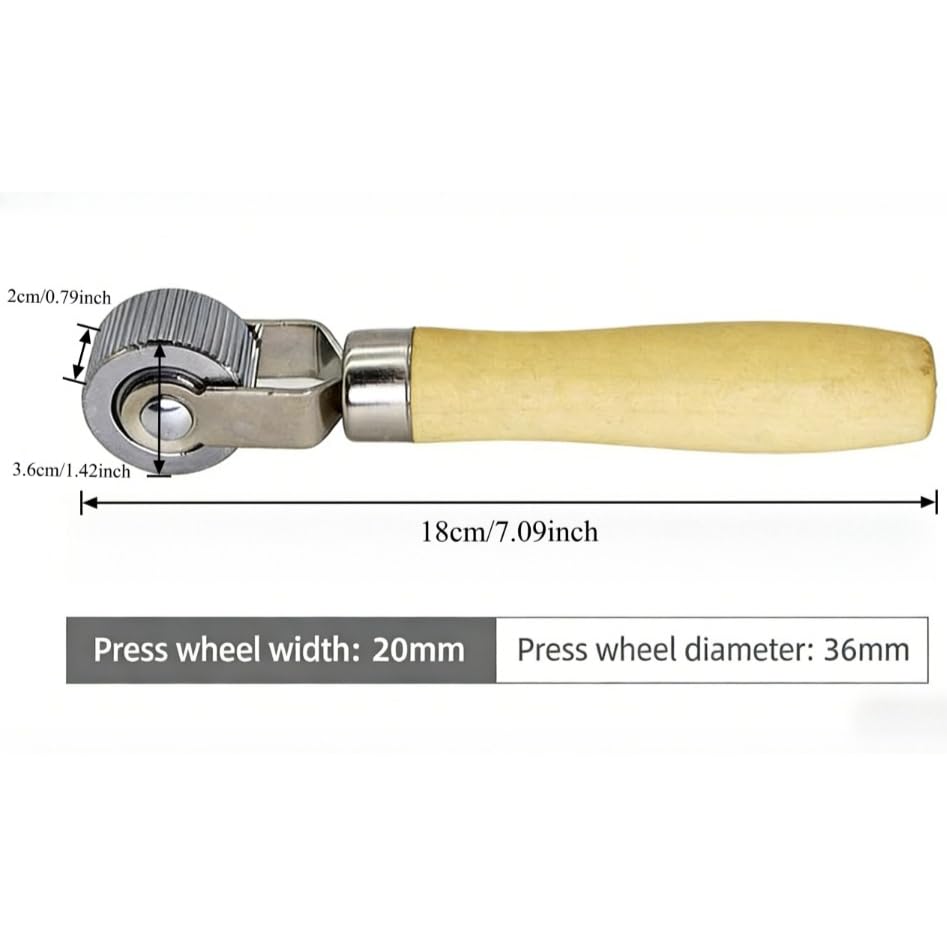 Tire Patch Roller Compaction Tool Automobile Tyre Repair Tube Stitch Puncture Rolling Wheel with Wooden Handle 7.28 Inch- 2cm - color: 20mm