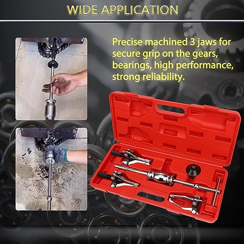ReluxGo 3 Jaw Gear Bearing Slide Hammer Puller Set, Universal Internal & External Gear Pulley Puller Set for Pulling Out Gears Bearings