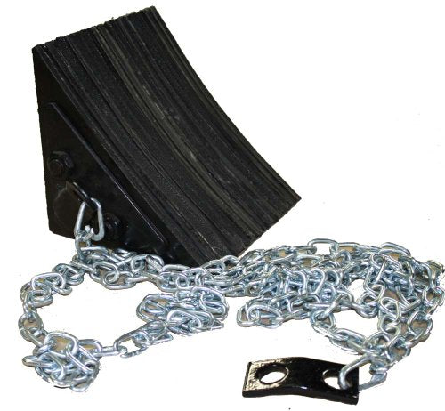Durable RMC10 Laminated Wheel Chock with 10' Attached Chain and Mounting, 8" Length x 8" Width x 8" Height