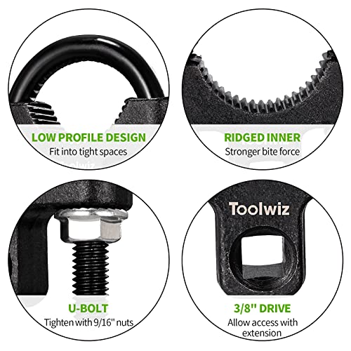 Toolwiz Inner Tie Rod Removal Tool 3/8" Universal Low Profile 30-42mm | Non-Slip Teeth, U-Wrench, Carbon Steel, Inner Rod Removal and Installation, Car Truck Vehicle Automotive Repair Tool