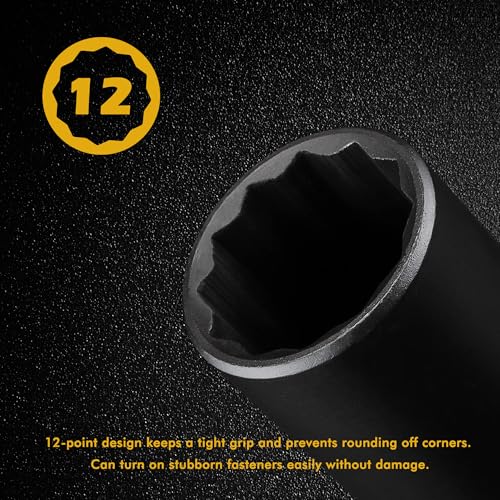 Steel Vision 1/2" Driive Impact Socket Set (1/2"_Metric_Deep Spindle Axle Nut) - style: 1/2"_Metric_Deep Spindle Axle Nut