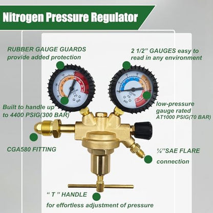53010 Automotive/HVAC Pressure Tester Kit, Pressure Testing Tools, Includes 53001 Nitrogen Pressure Regulator, Leak Testing Adapter 53042, Charging Hose, R134a Adapter, R410A Adapter