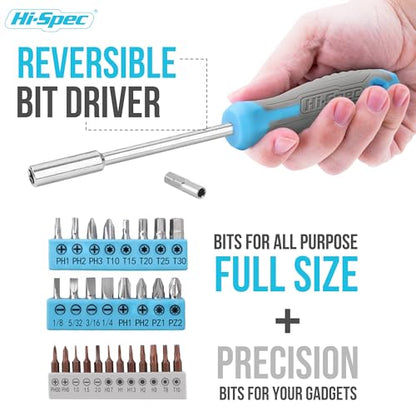 Hi-Spec Household Starter Tool Set with Carry Toolbox for Dorms, Blue | 38pc, socket and wrench coverage, roadside fixes, organized box, garage maintenance help, bike and vehicle tasks, quick setup - color: Blue