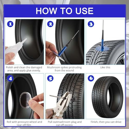 24PCS Car Tire Patch Kit Rubber Tire Repair Patch Mushroom Tire Plugs | Puncture Repair Plug for Car Truck Motorcycle Bike Tire Repair Patch Tools (0.16 x 1.42, 0.24 x 1.89, 0.35 x 2.36 in)
