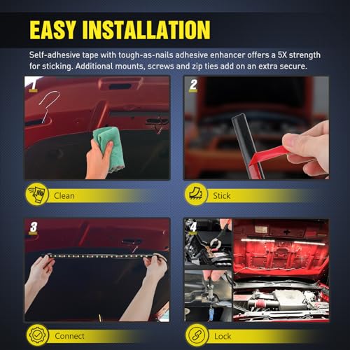Nilight 2pcs Under Hood Light Strip 42LED Waterproof Underhood Work Light with On/Off Switch Blade Fuse Engine Bay Repair Light White 12V for Car Truck SUV - size: 15.7 inch 2 pieces