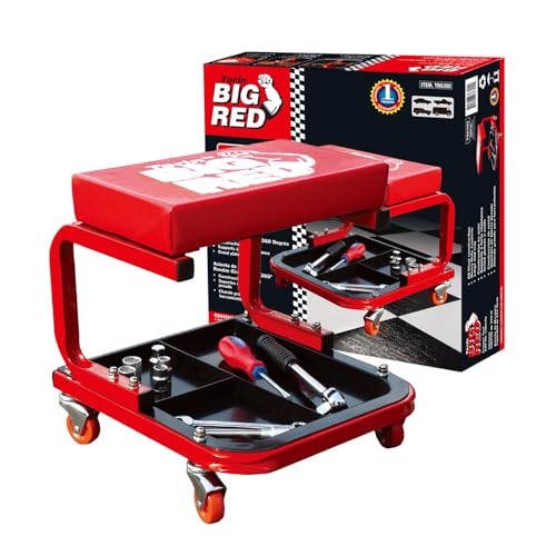 Big RED Torin 260lbs Red Rolling Automotive Creeper Garage/Shop Seat: Padded Mechanic Stool with Tool Large Tray for garages, Repair Shops - style: SEAT