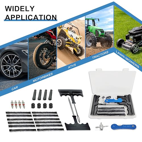 TT-M29 TubelessTire Repair Kits-29 PCS Universal,Upgrade T-HandleTyre Plug Kit Emergency Puncture Repair Kit for Cars Motorcycles… - size: 29 PCS