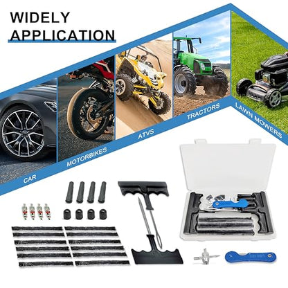 TT-M29 TubelessTire Repair Kits-29 PCS Universal,Upgrade T-HandleTyre Plug Kit Emergency Puncture Repair Kit for Cars Motorcycles… - size: 29 PCS