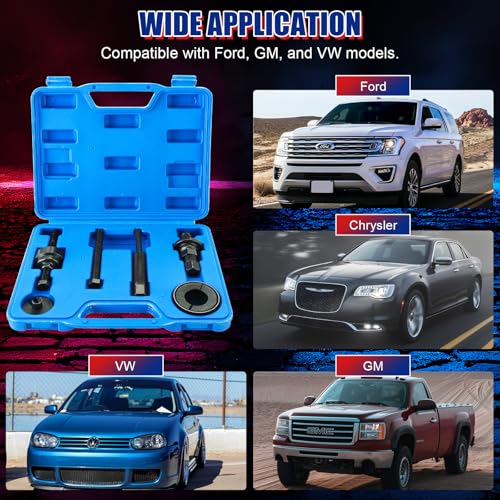 NYXOVA Power Steering Pump Pulley Removal Tool, Power Steering Pulley Puller Installer Tool Set, Pump Pulley Puller Remover and Installer Tools Compatible with Ford (Blue)