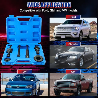 NYXOVA Power Steering Pump Pulley Removal Tool, Power Steering Pulley Puller Installer Tool Set, Pump Pulley Puller Remover and Installer Tools Compatible with Ford (Blue)