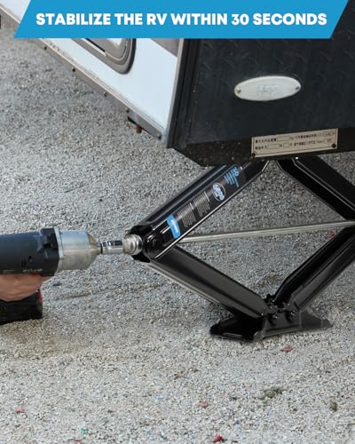 Kohree 6500lbs Heavy Duty RV Stabilizer Jacks 30 Inch, Leveling Scissor Jack for Large Travel Trailer Camper, with Crank Handle and Drill Socket, 2 Pack - size: 2P-6500-30inch