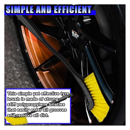 Car Wheel Cleaning Brush, Hard Bristle Automotive Tire Detailing Brushes, Multifunctional Vehicle Crevice Scrub Brush, 12'' Car Interior Washing Tool for Home (1PC) - size: 1PC