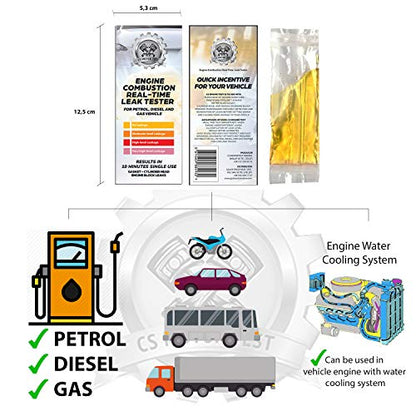 CS Engine Combustion Real-TIME Leak Tester - Cylinder Head Gasket CO2 Head Tester - Test While Driving - Petrol Diesel Gas - Engine Under Load Head Gasket Test Kit- 10 PCS in a Box