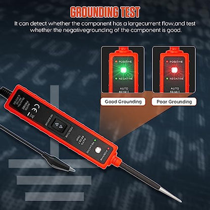 Power Short Circuit Probe Tester, 6V-24V LED Test Light, Short-Circuit Tracking Location and Buzzer Alarm, Automative Circuit Tester with Polarity & Continuity Test Function