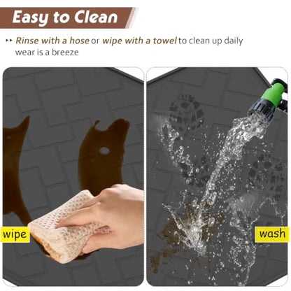 Oil Spill Mat for Garage, 60" x 37" Heavy Duty TPE Oil Change Mat with Raised Edge, Reusable Oil Drain Pan, Waterproof, Oil-Proof, Non-Slip Under Car Mat,Protect Garage Surface from Spill & Stain | Oil Spill Mat