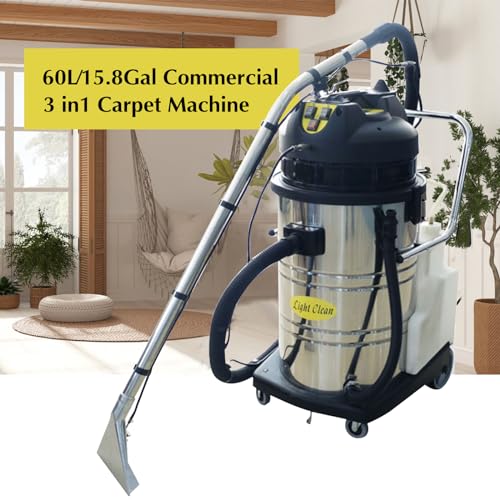 Commercial Carpet Cleaner Machine, 2100W 60L/15.8 Gal Professional 3-in-1 Carpet Spraying Floor Brush Cleaner Extractor Vacuum Washing Machine Portable Carpet Cleaner (Sent in 2 packages) - size: 60L