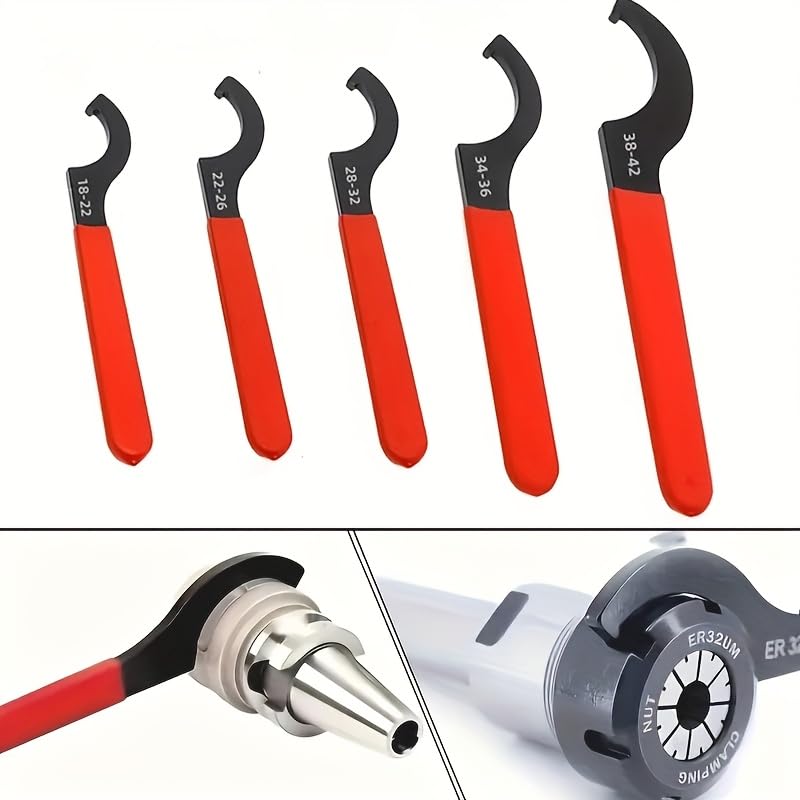 5-Piece Coilover Wrench Set, C Spanner for Shock Adjustment | Suspension service, precise collar adjustment, five sizes, ergonomic grip, workshop & DIY use