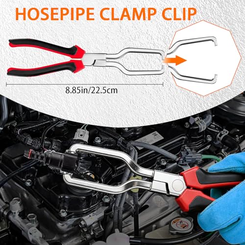 8-Piece Fuel Line Disconnect Tool Set with Hose Clamp Pliers, Relay Puller, Panel Clip, Trim Clip & Push Pin Removal Tools for Automotive Repair