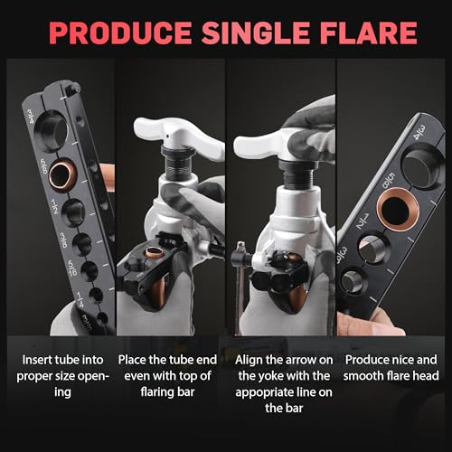 Wisscool HVAC Mini Split Flaring Tool Kit, 3/16"-3/4", 7 Sizes | 45° eccentric copper pipe flaring tool with seven inch sizes for mini split, HVAC, refrigeration, and plumbing tubing - size: 7 Dies Flare Tool