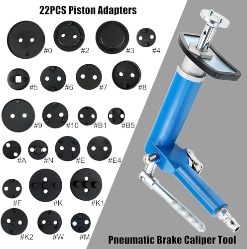 Pneumatic Brake Caliper Compression Tool, 24-Piece Air Operated Disc Brake Piston Wind Back Air Retractor Rewind Spreader Tool Set with Compression Spreading Tool for Auto Brake Repair - size: 24PCS Pneumatic Brake Caliper Wind Back Tool