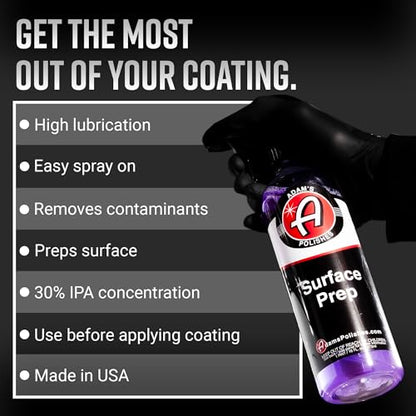 Adam's Polishes Surface Prep (4oz) - A Surface Cleanser Spray for Auto Paint Prep to Apply Any Ceramic Coating, Car Wax, or Spray Sealant | Use After Clay Bar, Car Wash & Orbital Polisher Treatment - size: 4 Fl Oz (Pack of 1)