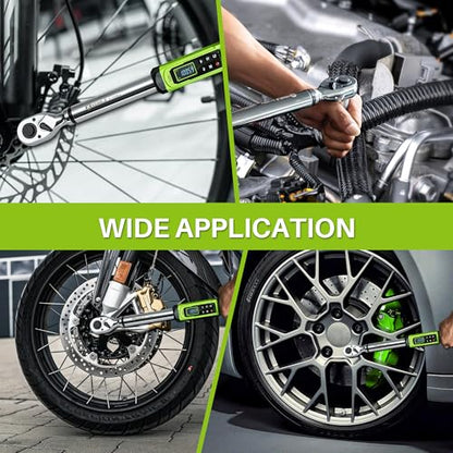 1/2" Digital Torque Wrench-2-147.5Ft.Lb for Car Motorcycle Repair | Electric Torque Wrench 1/2 Drive(3-200N.m), Vibration Buzzer LED Indicator,±2% Accuracy Five Units for Bike Tire Auto Repair - style: 1/2" 2.2-147.5Ft.Lb Set