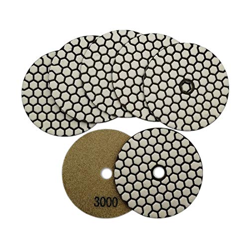 SHDIATOOL 7PCS 4-Inch Dry Diamond Polishing Pads 3000 Grit for Granite | Marble, Quartz & Stone | Diamond Grinding & Sanding Pads | Fits Polishers | Flexible Resin Bond - style: Grit 3000