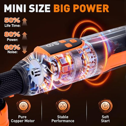 Protmex Cordless Mini Car Buffer Polisher with 8 Variable Speeds 2000‑6000 RPM, LED Display, 2×2000mAh 21V Batteries, Mini Polishers Kit for Auto Detailing, Scratch Remover and Paint Care - Short