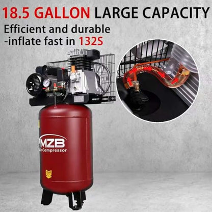 MAX 115PSI Steel Tanks Oil-Free Air Compressor for Spray Painting, Auto Repair, Carpentry Decoration (18.5Gal - Upright) - size: 18.5 Gal - Upright