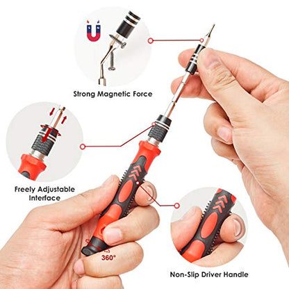 SHARDEN 122 in 1 Precision Screwdriver Set With CR-V Steel Bits(Red) | Magnetic Repair Tool Kit with Case for Repair Computer, Phone, PC, Cellphone, Laptop, Game Console, Watch, Glasses etc - color: Red