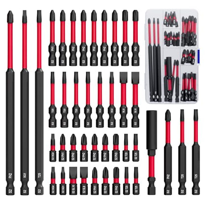 42-Piece Impact Screwdriver Bit Set, S2 Steel Magnetic Impact Driver Bits | with 1/4" Hex Bit Holder, Heavy Duty Drill Bit Set for Power Drill, Impact Driver, DIY & Home Repair - style: 42Pcs Screwdriver Bits Set