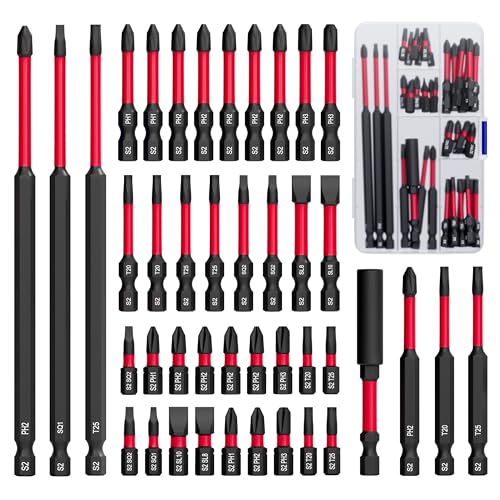 42-Piece Impact Screwdriver Bit Set, S2 Steel Magnetic Impact Driver Bits | with 1/4" Hex Bit Holder, Heavy Duty Drill Bit Set for Power Drill, Impact Driver, DIY & Home Repair - style: 42Pcs Screwdriver Bits Set