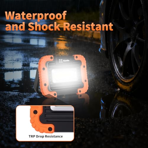 KunHe 4 Pack Magnetic Battery Powered Work Light 500 Lumen Portable Work Light IPX4 Waterproof 180 Rotating Bracket (16 AA Alkaline Batteries Included) for Camping Car Repair Emergency - style: 4 Pack Battery version