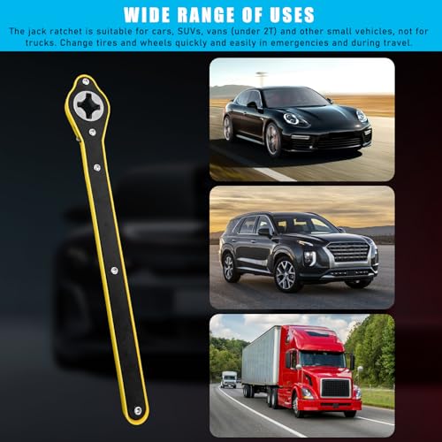 Car Jack Ratchet Wrench, 360° Swivel Labor-Saving Scissor Jack Wrench, Jack Lift Speed Handle Tool with Forward and Reversal Knob, Tire Wheel Lug Wrench Car Accessories for Van SUV