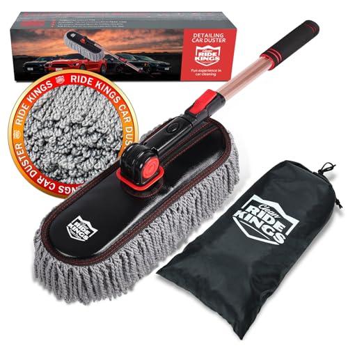 Extendable Exterior Car Duster - Washable Microfiber | Lightweight sweeper for fast dirt removal. Reusable & easy to clean. Storage bag included. Fits auto, RV, truck, motorcycle. - color: Grey